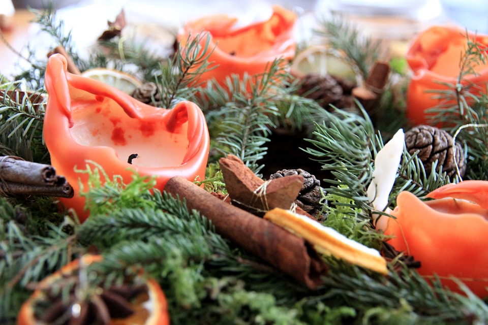 Christmas Advent candles burnt down